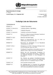 EUR/RC71/DIV./1 virtuelle Tagung, 13.–15. September 2021: Vorläufige Liste der Dokumente