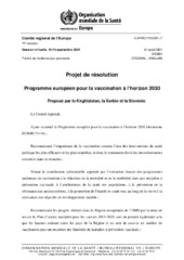 EUR/RC71/CONF./7 session virtuelle, 13-15 septembre 2021 : projet de résolution : le Programme européen pour la vaccination à l’horizon 2030