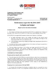 FCTC/COP/7/22 Performance report for the 2014–2015 workplan and budget of the Conference of the Parties to the WHO Framework Convention on Tobacco Control, Seventh session