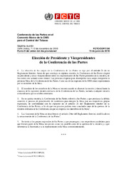 FCTC/COP/7/36 Elección de Presidente y Vicepresidentes de la Conferencia de las Partes en el Convenio Marco de la OMS para el Control del Tabaco, Séptima reunión