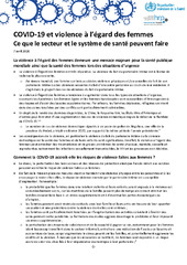 COVID-19 et violence à l’égard des femmes