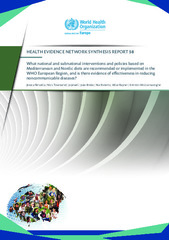 What national and subnational interventions and policies based on Mediterranean and Nordic diets are recommended or implemented in the WHO European Region, and is there evidence of effectiveness in reducing noncommunicable diseases?