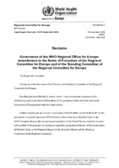 EUR/RC69(‎1)‎ Copenhagen, 16–19 September 2019: decision: governance of the WHO Regional Office for Europe: amendments to the Rules of Procedure of the Regional Committee for Europe and of the Standing Committee of the Regional Committee for Europe