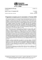 EUR/RC71/10 session virtuelle, 13-15 septembre 2021 : European Immunization Agenda 2030