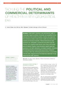 Tackling political and commercial determinants of health through policy and governance