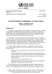 EUR/RC69/TD/1 Copenhagen, 16–19 September 2019: technical briefing on digitalization of health systems