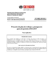 FCTC/MOP/1/INF.DOC./1 Proyecto de plan de trabajo y presupuesto para el ejercicio 2018–2019