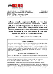 FCTC/COP/9/8 Informe sobre los progresos realizados con respecto a asuntos técnicos relacionados con los artículos 9 y 10 del CMCT de la OMS