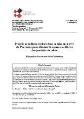 FCTC/MOP/3/4 Progrès mondiaux réalisés dans la mise en œuvre du Protocole pour éliminer le commerce illicite des produits du tabac