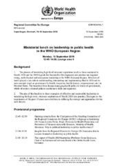 EUR/RC69/ML/1 Copenhagen, 16–19 September 2019: ministerial lunch on leadership in public health in the WHO European Region