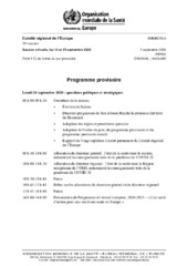 EUR/RC70/3 session virtuelle, les 14 et 15 septembre 2020 : programme provisoire