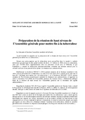 Préparation de la réunion de haut niveau de l’Assemblée générale pour mettre fin à la tuberculose