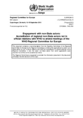 EUR/RC69/10 Copenhagen, 16–19 September 2019: engagement with non-State actors: accreditation of regional non-State actors not in official relations with WHO to attend meetings of the WHO Regional Committee for Europe