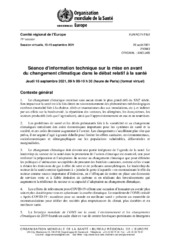 EUR/RC71/TB/2 session virtuelle, 13-15 septembre 2021 : séance d’information technique sur la mise en avant du changement climatique dans le débat sur la santé