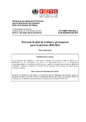 FCTC/MOP/1/INF.DOC./2 Proyecto de plan de trabajo y presupuesto para el ejercicio 2020–2021