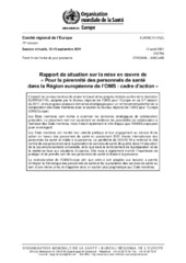 EUR/RC71/17(‎C)‎ session virtuelle, 13-15 septembre 2021 : rapport de situationsur la mise en œuvre de «Pour la pérennité des personnels de santé dans la Région européenne de l’OMS: cadre d’action»