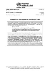 EUR/RC71/13 session virtuelle, 13-15 septembre 2021: composition des organes et comités de l’OMS
