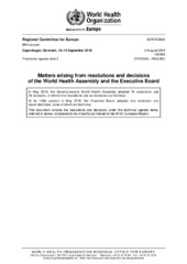 EUR/RC69/6 Copenhagen, 16–19 September 2019: matters arising from resolutions and decisions of the World Health Assembly and the Executive Board