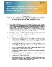 Déclaration honorer plus rapidement les engagements pris pour améliorer le dépistage du diabète et la qualité des soins: Belgrade, Serbie, 28-29 novembre 2023