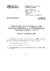FCTC/COP/3/2 Application for the status of observer to the Conference of the Parties to the WHO Framework Conventionon on Tobacco Control
