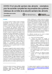 COVID-19 et sécurité sanitaire des aliments : orientations pour les autorités compétentes responsables des systèmes nationaux de contrôle de la sécurité sanitaire des aliments