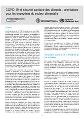 COVID-19 et sécurité sanitaire des aliments : orientations pour les entreprises du secteur alimentaire