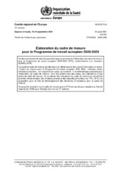 EUR/RC71/5 session virtuelle, 13-15 septembre 2021: élaboration du cadre de mesure pour le Programme de travail européen 2020-2025