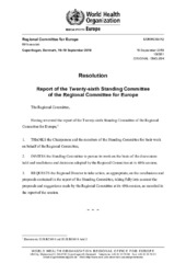 EUR/RC69/R2 Copenhagen, 16–19 September 2019: resolution: report of the Twenty-sixth Standing Committee of the Regional Committee for Europe
