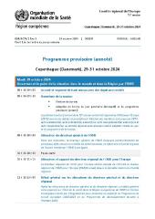 Soixante-quatorzième session du Comité régional de l’Europe : Copenhague, 29-31 octobre 2024 : programme provisoire (‎annoté)‎