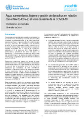 Agua, saneamiento, higiene y gestión de desechos en relación con el SARS-CoV-2, el virus causante de la COVID-19