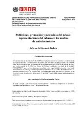 FCTC/COP/10/8 Реклама, стимулирование продажи и спонсорство табачных изделий: изображение табака в развлекательной продукции средств массовой информации